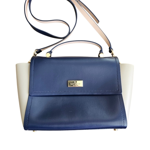 Kate Spade Classy Arbor Hill Charline Blue/cement Crossbody Leather Bag - Picture 4 of 7
